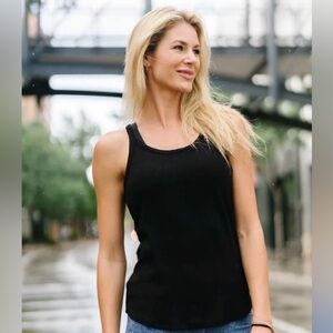 ZYIA Black Ribbed Daphne Tank